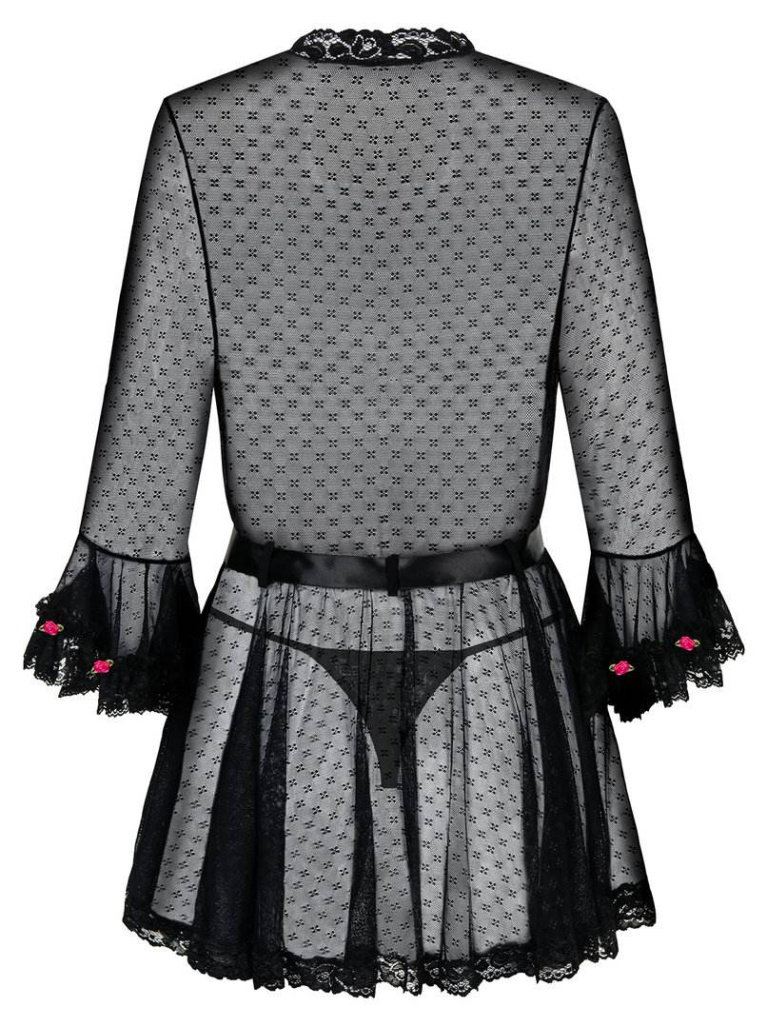 Obsessive - Piccorosa Robe & Thong - Black - S/M photo