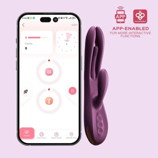 Honey Play Box - Terri Tapping Rabbit App Vibrator - Purple photo