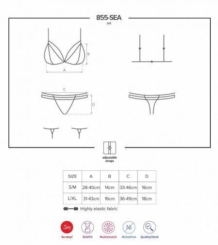 Obsessive - 855-SEA-1 內衣 3件裝 - 黑色 - S/M 照片