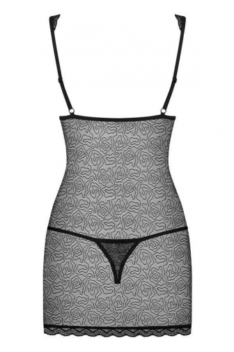 Obsessive - 877-CHE-1 Chemise & Thong - Black - L/XL photo
