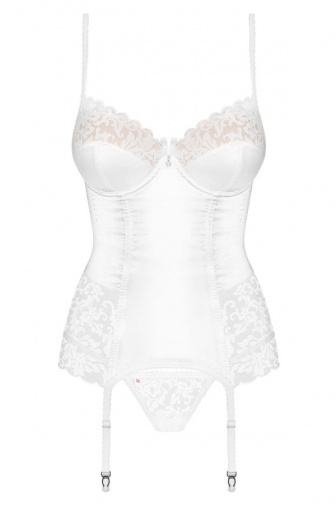 Obsessive - 871-COR-2 Corset & Thong - White - L/XL photo