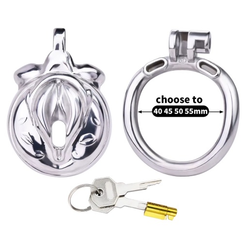 FAAK - Pussy Metal Chastity Cage 45mm - Black photo