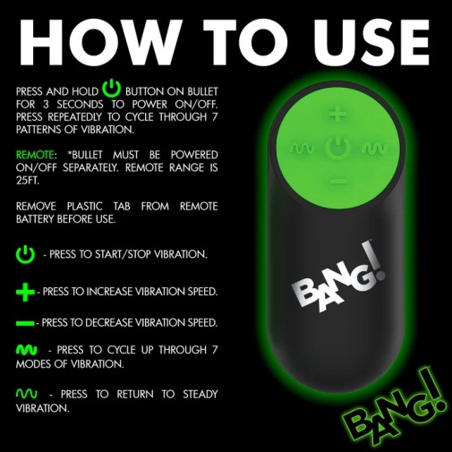 Bang! - Glow Vibro Anal Beads - Green 照片