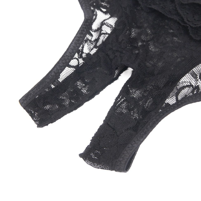Ohyeah - Lace Crotchless Panty - Black - L photo
