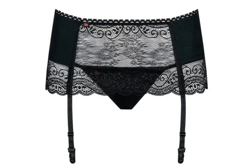 Obsessive - Miamor Garter Belt & Thong - Black - S/M photo