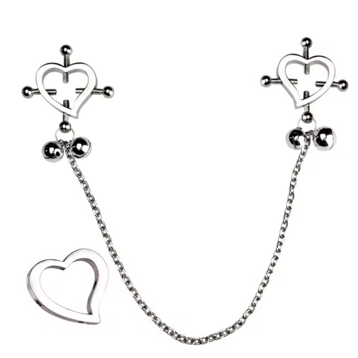 FAAK - Heart Nipple Clamps - Silver photo