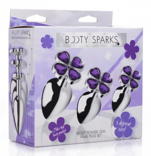 Booty Sparks - 四叶草宝石后庭塞三件装 - 紫色 照片