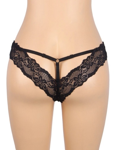 Ohyeah - Lace Hollow Out Panty - Black - XL 照片