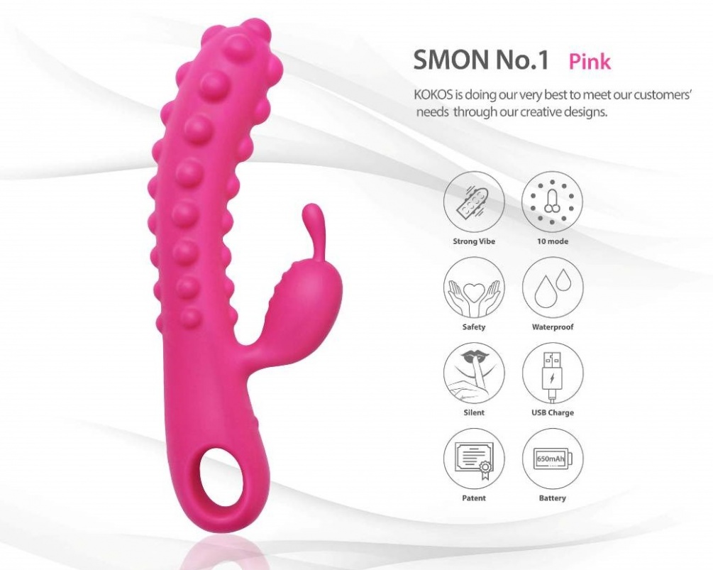 The SMON No. 1 is a special vibrator with a studded shaft an... Kokos - Smon Rabbit Vibrator - Pink photo-6