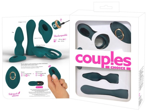 Couples Choice - Mini Vibrator w 4 Attachments - Green photo