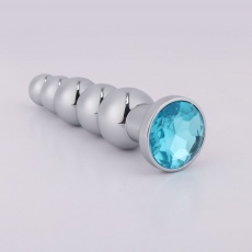 MT - Anal Plug 137x34mm - Silver/Blue photo