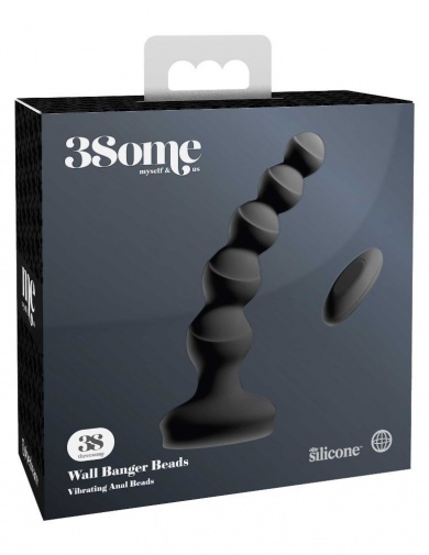 3Some - 后庭拉珠震动器附吸盘底座 - 黑色 照片