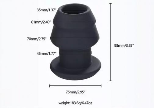 MT - External Hollow Anal Plug L - Black photo