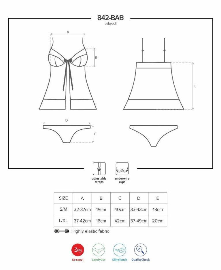 Obsessive - 842-BAB-1 连身裙和内裤 - 黑色 - L/XL 照片