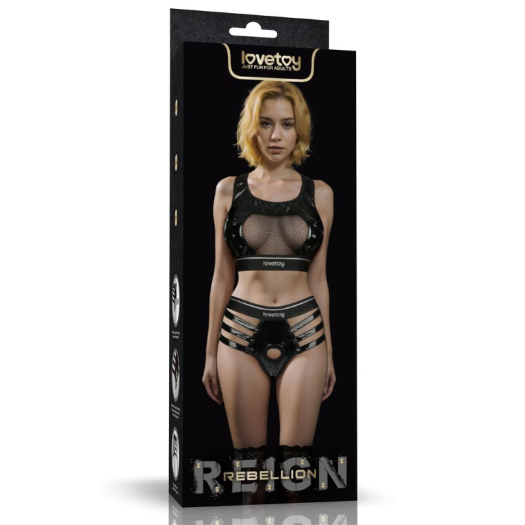 Lovetoy - Rebellion Reign Harness Strap-On Set L/XL - Black photo