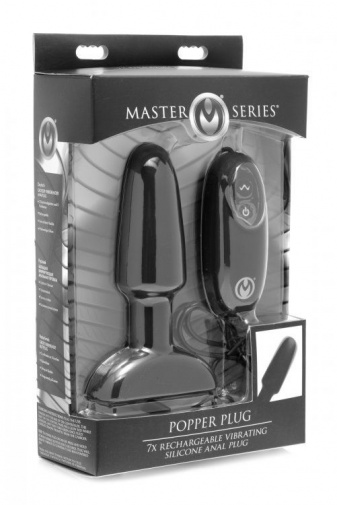 Master Series - Popper 7x Rechargeable Vibrating Silicone Anal Plug Large - Black photo