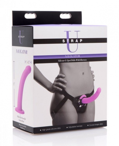 Strap U - Navigator G-Spot Dildo Silicone with Harness - Purple photo