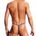 Blueline - Microfiber V-String with Metal Rings Blue - S/M photo-2