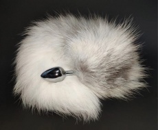 MT - Real Fur Tail Plug - Grey photo
