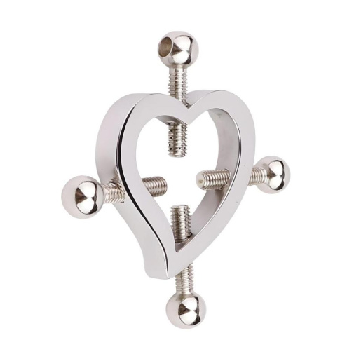 FAAK - Heart Screw Nipple Clamps Belt - Black 照片