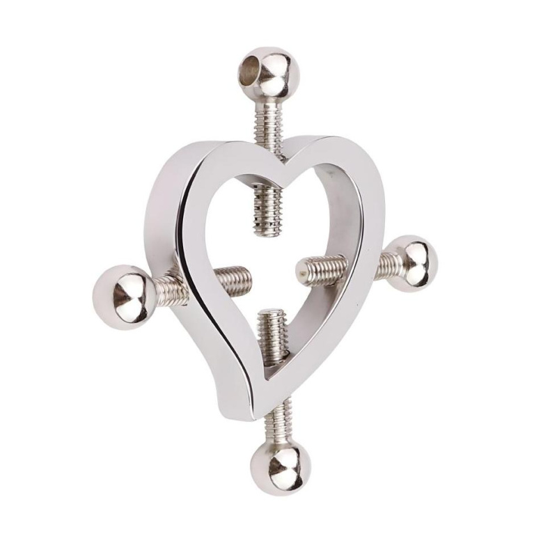 FAAK - Heart Screw Nipple Clamps Belt - Black photo