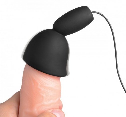 Trinity Vibes - Deluxe 10 Mode Silicone Penis Head Teaser - Black photo