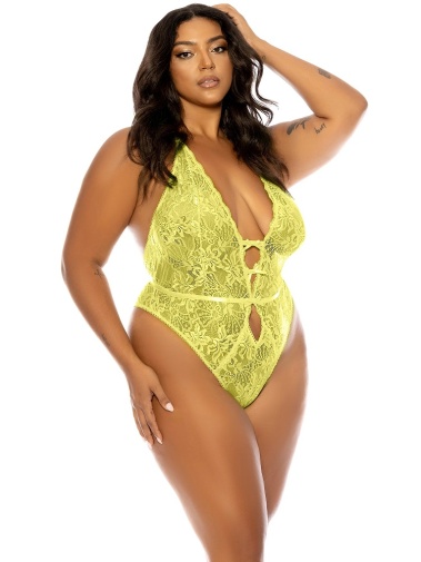 Oh La La Cheri - Lauren Crotchless Teddy - Yellow - 1X/2X photo