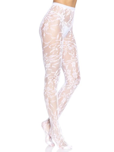 Leg Avenue - Chantilly Floral Lace Tights - White photo