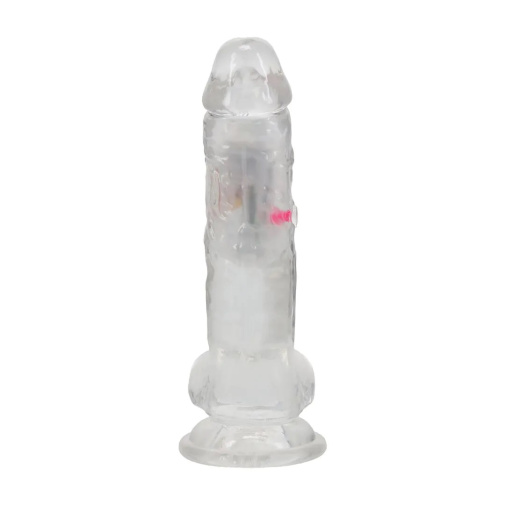 RealRock - 7" LED Vibro Dildo w Balls - Clear 照片