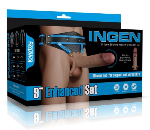 Lovetoy - Ingen 空心穿戴式 9'' 假阳具套装 加细码至中码 - 肉色 照片