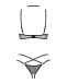 Obsessive - Donarella - 開襠內褲 半罩式胸罩 項圈 三件裝 - 黑色 - 加細/細碼 照片-5