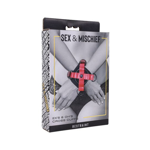 Sportsheets - Sex & Mischief Cross Hands Cuffs - Red/Black 照片