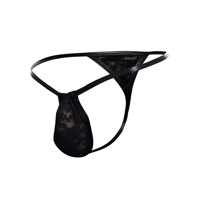 Cut4men - 男士蕾絲丁字褲 - 黑色 - 細/中碼 照片