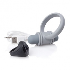 The Screaming O - Charged Remote Control Bullet and Ring for Him - Grey photo