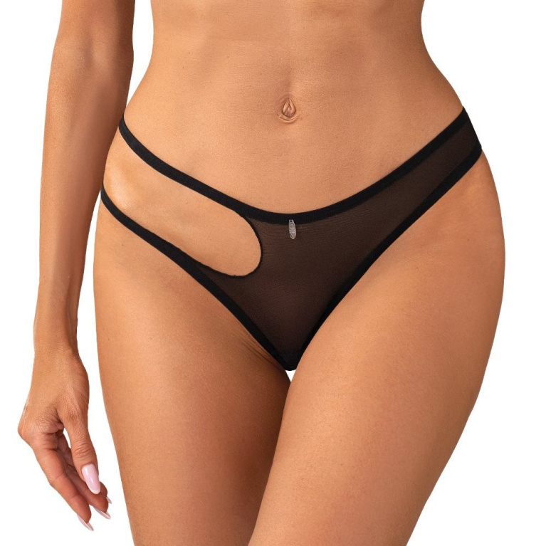 Obsessive - Saturis Crotchless Thong - Black - S/M photo