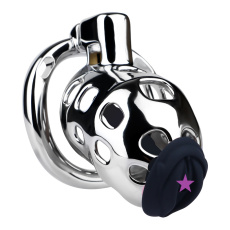 FAAK - Metal Chastity Cage 243 w Catheter M - Black photo