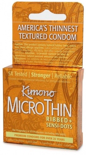 Kimono - Microthin Ribbed + Sensi-Dots 3 Pack photo