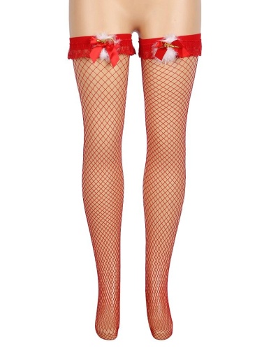 Ohyeah - Bow Mesh Stocking - Red - XL 照片