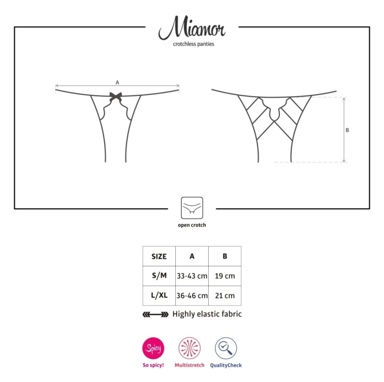 Obsessive - Miamor Crotchless Panties - Black - L/XL photo