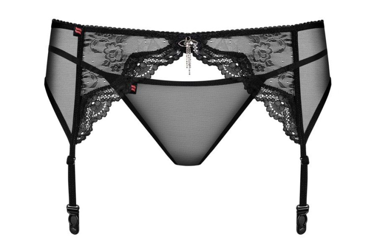 Obsessive - Charms Garter Belt & Thong - Black - S/M photo
