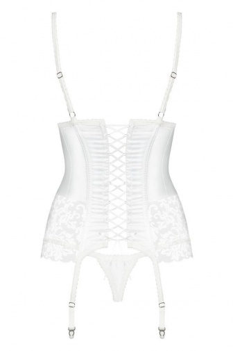 Obsessive - 871-COR-2 Corset & Thong - White - S/M photo