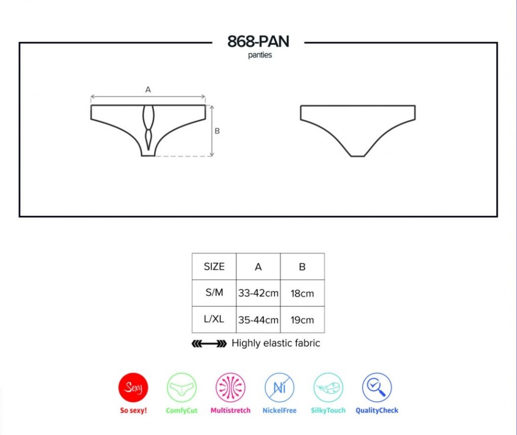 Unique details on the front and subtle gloss on your derrier... Obsessive - 868-PAN-1 Panties - Black - S/M photo-9