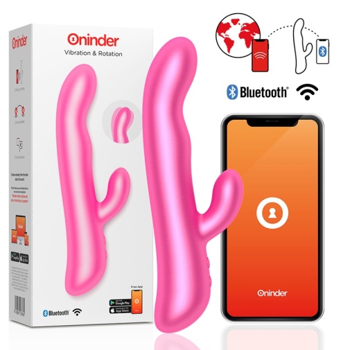 Oninder - 手机程式遥控旋转兔子震动棒 - 粉红色 照片