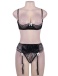 Ohyeah - Open Bra Set w Garter Panty - Black - 3XL photo-3