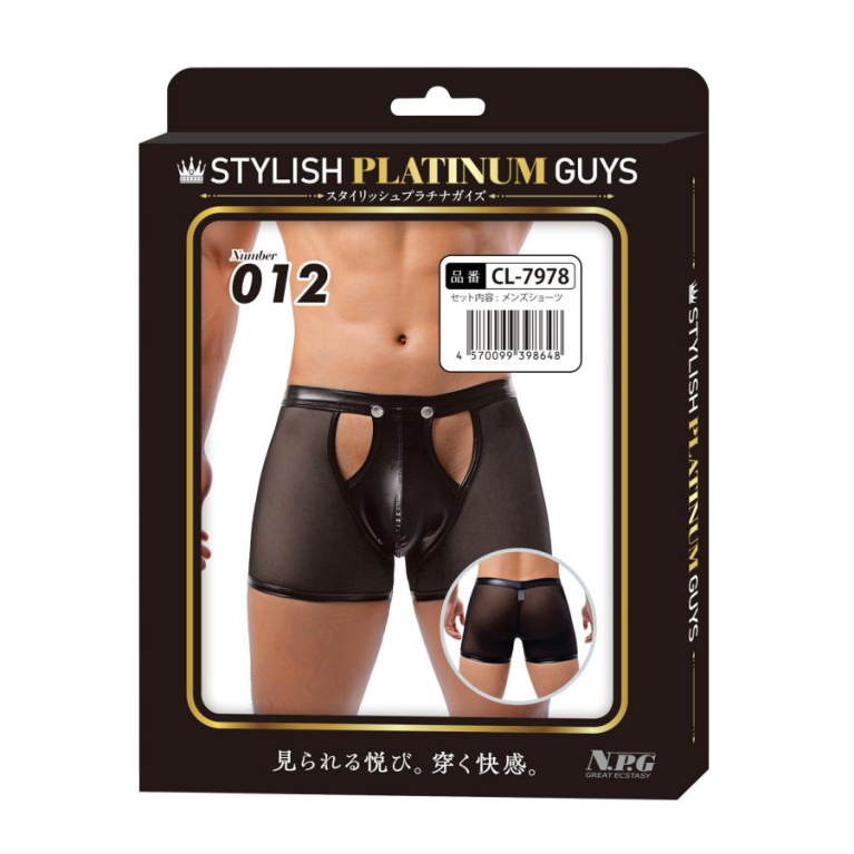 NPG - SPG 012 网纹透视开洞男仕四角内裤 - 黑色 照片