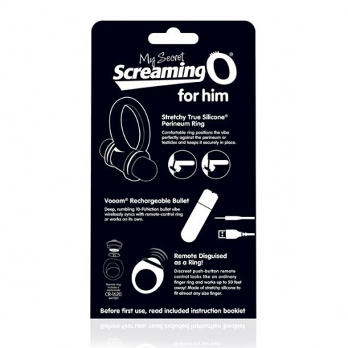 The Screaming O - Charged Remote Control Bullet and Ring for Him - Black photo