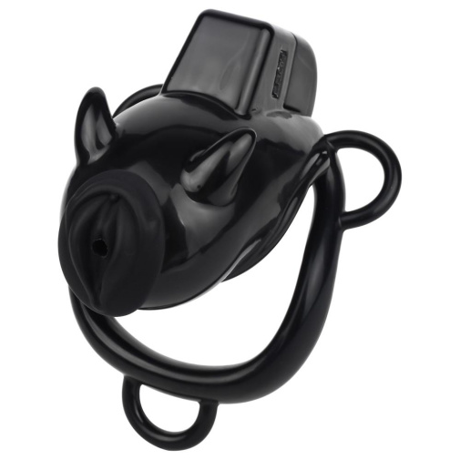 FAAK - Resin Pig Chastity Cage w Catheter - Black photo