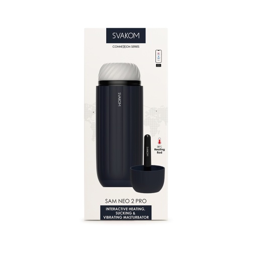 SVAKOM - Sam Neo 2 Pro Interactive Heating Masturbator - Dark Blue photo