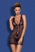 Obsessive - Fiorenta Chemise & Thong - Black - L/XL photo-5