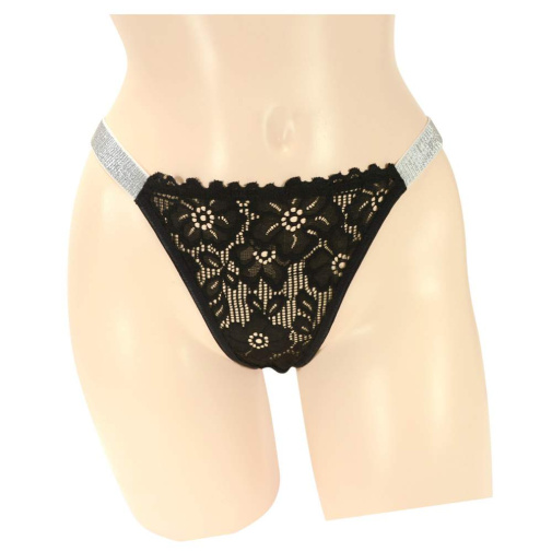 NPG - P122 Floral Lace Thong - Black photo